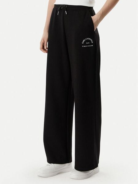 KARL LAGERFELD Spodnie dresowe B2W10145 Czarny Regular Fit. Czarne spodnie dresowe damskie KARL LAGERFELD, m, bez wzorów, z dresówki. Za 649.99 zł.
