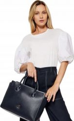 TOREBKA DAMSKA TOMMY HILFIGER TH SKÓRA THJ SHOPPERKA GRANATOWA. Torebki do ręki damskie Tommy Hilfiger, bez wzorów, ze skóry, bez dodatków. Za 388.00 zł.