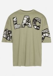 Jasnozielona Bawełniana Koszulka T-shirt z Ozdobnym Nadrukiem Sanestia. Zielone t-shirty męskie Born2be, m, bez wzorów, z bawełny, eleganckie, bez kołnierzyka. Za 54.99 zł.