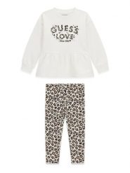 Guess Komplet bluza i legginsy K6BG02 K5910 Kremowy Regular Fit. Białe bluzy dla dziewczynek Guess, z aplikacjami, z bawełny. Za 234.99 zł.