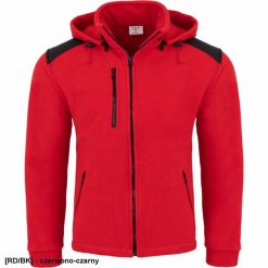JHK PREMIUM - bluza polarowa z odpinanym kapturem 350-360 g/m2 czerwono-czarny S. Czarne bluzy męskie JHK, m, bez wzorów, z polaru. Za 82.84 zł.