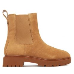 Sztyblety LAUREN RALPH LAUREN. Brązowe botki damskie Lauren Ralph Lauren, bez obcasa, bez zapięcia. Za 839.99 zł.