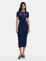 Desigual Sukienka codzienna 25SWVF13 Granatowy Slim Fit. Niebieskie sukienki damskie Desigual, na co dzień, xs, bez wzorów, z wiskozy, bez kołnierzyka, bez ramiączek, proste. Za 319.99 zł.