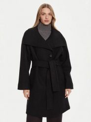 Calvin Klein Płaszcz wełniany LV044D557G Czarny Regular Fit. Czarne płaszcze damskie Calvin Klein, na zimę, xs, bez wzorów, z wełny, bez kaptura. Za 1,049.00 zł.