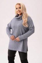 Popielaty sweterek Bianka - uniwersalny i stylowy z możliwością noszenia jako bluzka lub golf PLUS SIZE XXL JESIEŃ. Szare bluzki damskie Moda Size Plus Iwanek, l, bez wzorów, z elastanu, eleganckie, bez kołnierzyka, plus size, bez ramiączek. W wyprzedaży za 169.90 zł.