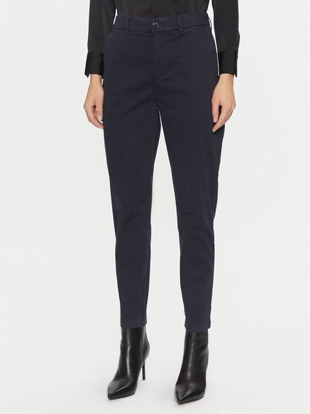 BOSS Spodnie materiałowe C_Tachini2-D 50508675 Granatowy Regular Fit. Niebieskie spodnie materiałowe damskie Boss, bez wzorów, z bawełny. Za 349.99 zł.