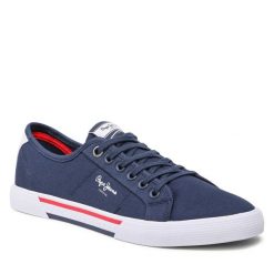 Tenisówki Pepe Jeans. Niebieskie półbuty na co dzień męskie Pepe Jeans, bez wzorów, z jeansu, bez zapięcia. Za 169.99 zł.