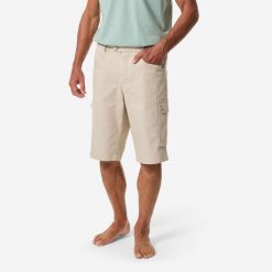 Szorty żeglarskie męskie Decathlon Sailing 100 cargo. Brązowe krótkie spodenki sportowe męskie TRIBORD, l, bez wzorów, z bawełny, żeglarskie. Za 119.99 zł.