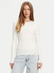 Guess Sweter W5YR08 Z0040 Biały Regular Fit. Białe swetry damskie Guess, s, z aplikacjami, z syntetyku, bez kołnierzyka, bez ramiączek, bez kaptura. Za 279.99 zł.