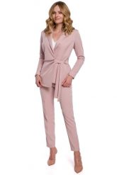 Elegancki Żakiet Wiązany na Boku - Różowy. Czerwone żakiety damskie MOE, l, bez wzorów, z elastanu, eleganckie. Za 223.90 zł.