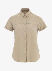 Koszula podróżnicza damska Fjallraven High Coast Lite Shirt SS. Brązowe koszule damskie Fjällräven, m, bez wzorów, z elastanu, bez kołnierzyka, bez ramiączek. Za 384.99 zł.