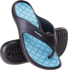 AquaWave JAPONKI ALEMA WMNS BLACK/BLUE CURACAO 40. Czarne klapki damskie AQUAWAVE, bez wzorów, sportowe, bez obcasa. Za 38.68 zł.