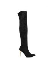 DeeZee Kozaki JDY230101 Czarny. Czarne kozaki damskie DeeZee, z materiału, bez obcasa, na szpilce. Za 239.99 zł.