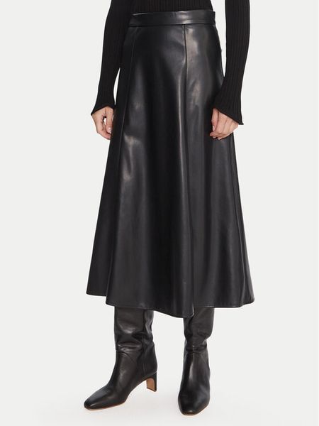 Marella Spódnica z imitacji skóry Vally 2525776022 Czarny Regular Fit. Czarne spódnice damskie Marella, bez wzorów, ze skóry. Za 559.99 zł.