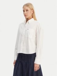 Tommy Jeans Koszula DW0DW22766 Écru Regular Fit. Bluzki damskie Tommy Jeans, xl, bez wzorów, z bawełny, bez kołnierzyka, bez ramiączek. Za 369.99 zł.