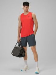 4F Spodenki treningowe szybkoschnące męskie - szare S. Szare krótkie spodenki sportowe męskie 4f, l, bez wzorów, ze skóry. Za 99.99 zł.