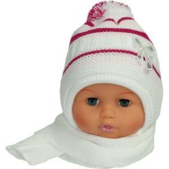 Czapka niemowlęca z szalikiem CZ+S 154A biała. Czapki dla dzieci marki Reserved. Za 38.76 zł.