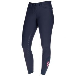 Damskie spodnie jeździeckie z pełnym dołem Covalliero Janne x PinkRibbon. Czarne spodnie materiałowe damskie COVALLIERO, l, z aplikacjami, z materiału. Za 626.30 zł.