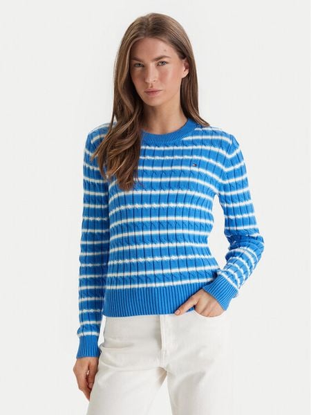 Tommy Hilfiger Sweter WW0WW47644 Niebieski Regular Fit. Niebieskie swetry damskie Tommy Hilfiger, m, bez wzorów, bez kołnierzyka, bez ramiączek, bez kaptura. Za 629.99 zł.