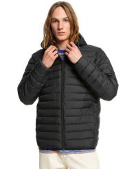 Kurtka puchowa dla Mężczyzn SCALY Czarny. Czarne kurtki męskie Quiksilver, m, bez wzorów, z materiału, klasyczne, z kapturem. Za 369.20 zł.