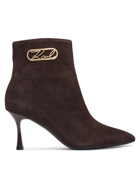 KARL LAGERFELD Botki Sienna KL32747 Brązowy ciemny. Brązowe botki damskie KARL LAGERFELD, bez obcasa, na szpilce, bez zapięcia. Za 964.99 zł.