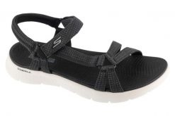 Sandały damskie, Go Walk Flex Sandal - Sublime. Czarne sandały damskie Skechers, bez wzorów, z materiału, bez obcasa, bez zapięcia. Za 229.99 zł.