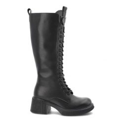 Czarne Kozaki Vinceza Eleganckie Obuwie Damskie Na Obcasie. Czarne kozaki damskie VINCEZA, ze skóry, przed kolano, bez obcasa, na obcasie. Za 280.99 zł.