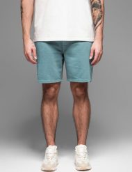 Męskie krótkie spodenki dresowe RELAXED FIT w stylu athleisure turkusowe V1 OM-SRWS-0122 XL. Niebieskie krótkie spodenki sportowe męskie Ombre, m, bez wzorów, z dresówki. Za 363.08 zł.