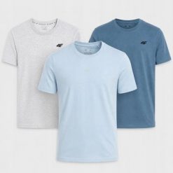 KOMPLET MĘSKI 4F 3PAK KOSZULEK T-SHIRT ZESTAW. T-shirty męskie 4f, m, bez wzorów, z bawełny, sportowe, bez kołnierzyka. Za 117.99 zł.