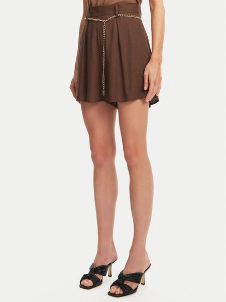 Rinascimento Szorty materiałowe CFC0124444003 Brązowy Regular Fit. Brązowe szorty damskie Rinascimento, s, bez wzorów, z materiału. Za 299.99 zł.