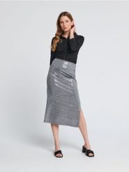 Spódnica midi ołówkowa - srebrny. Szare spódnice damskie Sinsay, l, bez wzorów, eleganckie, midi, ołówkowe. Za 49.99 zł.
