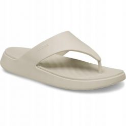 Japonki Dla Dorosłych Crocs Getaway Triangle Flip. Brązowe klapki damskie Crocs, bez wzorów, z materiału, bez obcasa. Za 199.99 zł.