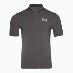 Koszulka męska EA7 Emporio Armani Train Visibility Polo. Szare koszulki polo męskie EA7 Emporio Armani, m, bez wzorów, z bawełny, eleganckie, bez ramiączek. Za 287.99 zł.