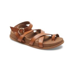 Sandały dla Kobiety AHRI. Brązowe klapki damskie Roxy, bez wzorów, z materiału, sportowe, bez obcasa. Za 189.99 zł.