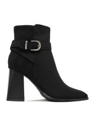 JENNY Botki CEO-LS6128-02 Czarny. Czarne botki damskie Jenny, z materiału, bez obcasa, na słupku, bez zapięcia. Za 149.99 zł.