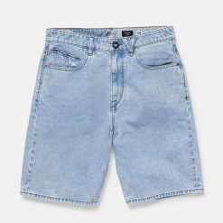 Szorty Volcom Billow Denim Blue. Niebieskie krótkie spodenki sportowe męskie Volcom, bez wzorów, z denimu. Za 380.66 zł.
