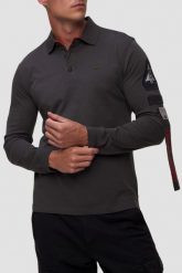 AERONAUTICA MILITARE Szary męski longsleeve polo Eurofighter Typhoon. Szare bluzki z długim rękawem męskie Aeronautica Militare, l, bez wzorów, bez ramiączek. W wyprzedaży za 369.99 zł.