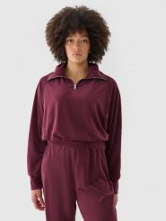 4F Bluza dresowa z weluru nierozpinana bez kaptura damska - czerwona XS. Czerwone bluzy damskie 4f, xs, bez wzorów, z dresówki, bez kaptura. W wyprzedaży za 69.99 zł.