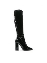 DeeZee Kozaki HTYA116-J512 Czarny. Czarne kozaki damskie DeeZee, ze skóry, bez obcasa, na słupku. Za 239.99 zł.