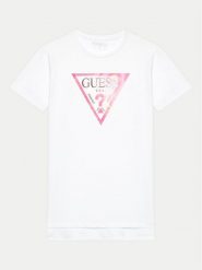 Guess T-Shirt J4GI35 K6YW4 Biały Regular Fit. Białe t-shirty i topy dla dziewczynek Guess, z aplikacjami, z bawełny, bez ramiączek. Za 79.99 zł.