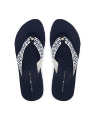 Tommy Hilfiger Japonki Mono Wedge Summer Sandal FW0FW09696 Granatowy. Niebieskie klapki damskie Tommy Hilfiger, bez wzorów, z materiału, bez obcasa. Za 189.99 zł.