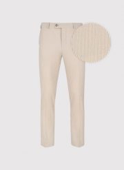 PAKO LORENTE - Beżowe spodnie ganiturowe w prążek. Brązowe eleganckie spodnie męskie Pako Lorente, m, bez wzorów, z elastanu. Za 599.99 zł.