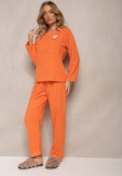 Pomarańczowy Komplet Piżamowy 2-Częściowy Bluza i Spodnie z Gumką w Pasie Jendara. Brązowe bluzy damskie Renee, na zimę, xl, bez wzorów, z materiału, bez ramiączek. Za 44.99 zł.