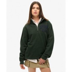 Koszulka z kapturem Henley w stylu vintage. Zielone koszulki sportowe damskie Superdry., bez wzorów, bez kołnierzyka, bez ramiączek. Za 368.10 zł.