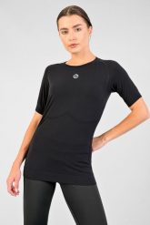Oddychająca Koszulka Z Krótkim Rękawem Ultra. Czarne koszulki sportowe damskie NESSI SPORTSWEAR, l, bez wzorów, z dzianiny, bez kołnierzyka, bez ramiączek, do biegania. Za 299.00 zł.