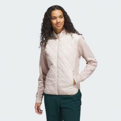 Pikowana kurtka z suwakiem na całej długości Ultimate365. Brązowe kurtki sportowe damskie Adidas, xl, bez wzorów, bez kaptura, na golfa. Za 529.00 zł.