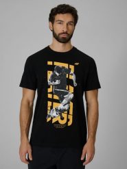 4F T-shirt regular z nadrukiem męski - czarny XL. Czarne t-shirty męskie 4f, m, bez wzorów, z bawełny, klasyczne, bez kołnierzyka. Za 69.99 zł.