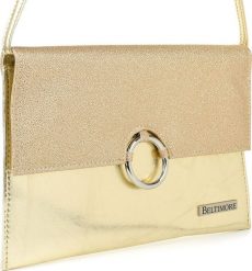 Beltimore Złota oryginalna damska torebka kopertówka na pasku usztywniana W63. Żółte kopertówki damskie Beltimore, bez wzorów, bez dodatków. Za 74.79 zł.