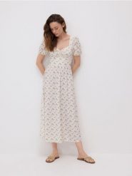 Sukienka maxi - wielobarwny. Sukienki damskie Reserved, l, bez wzorów, z dzianiny, bez kołnierzyka, bez ramiączek, maxi. W wyprzedaży za 89.99 zł.