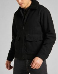 LEE WOOL JACKET BLACK L86PCS01 112140954. Czarne kurtki męskie Lee, l, bez wzorów, bez kaptura. Za 509.99 zł.